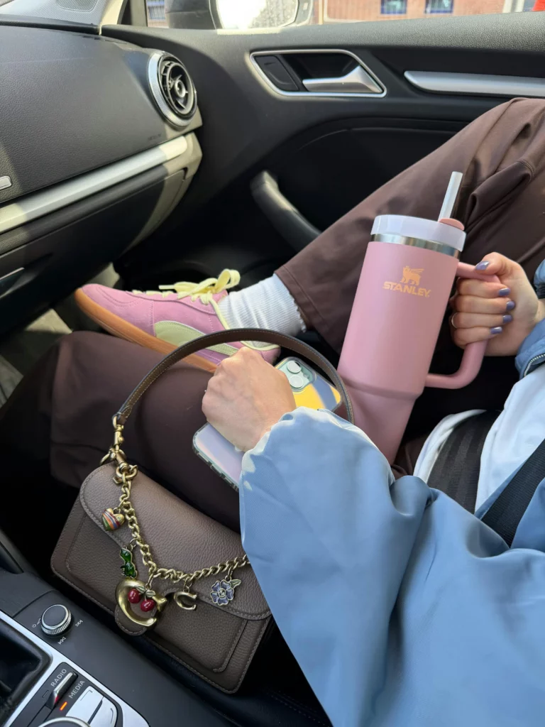 Mulher com um Copo Stanley